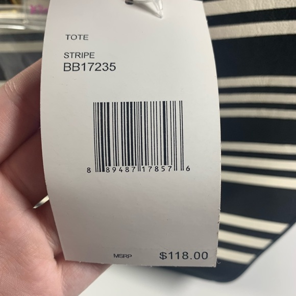 Betsey Johnson Black And White Striped Tote with Patches BRAND NEW WITH TAGS - Picture 10 of 13
